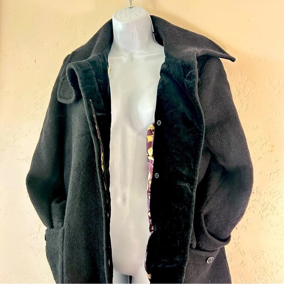 TED BAKER Womens Wool Mohair Blend Black Single Breasted Peacoat TB Size 4 US 8 - Picture 5 of 15